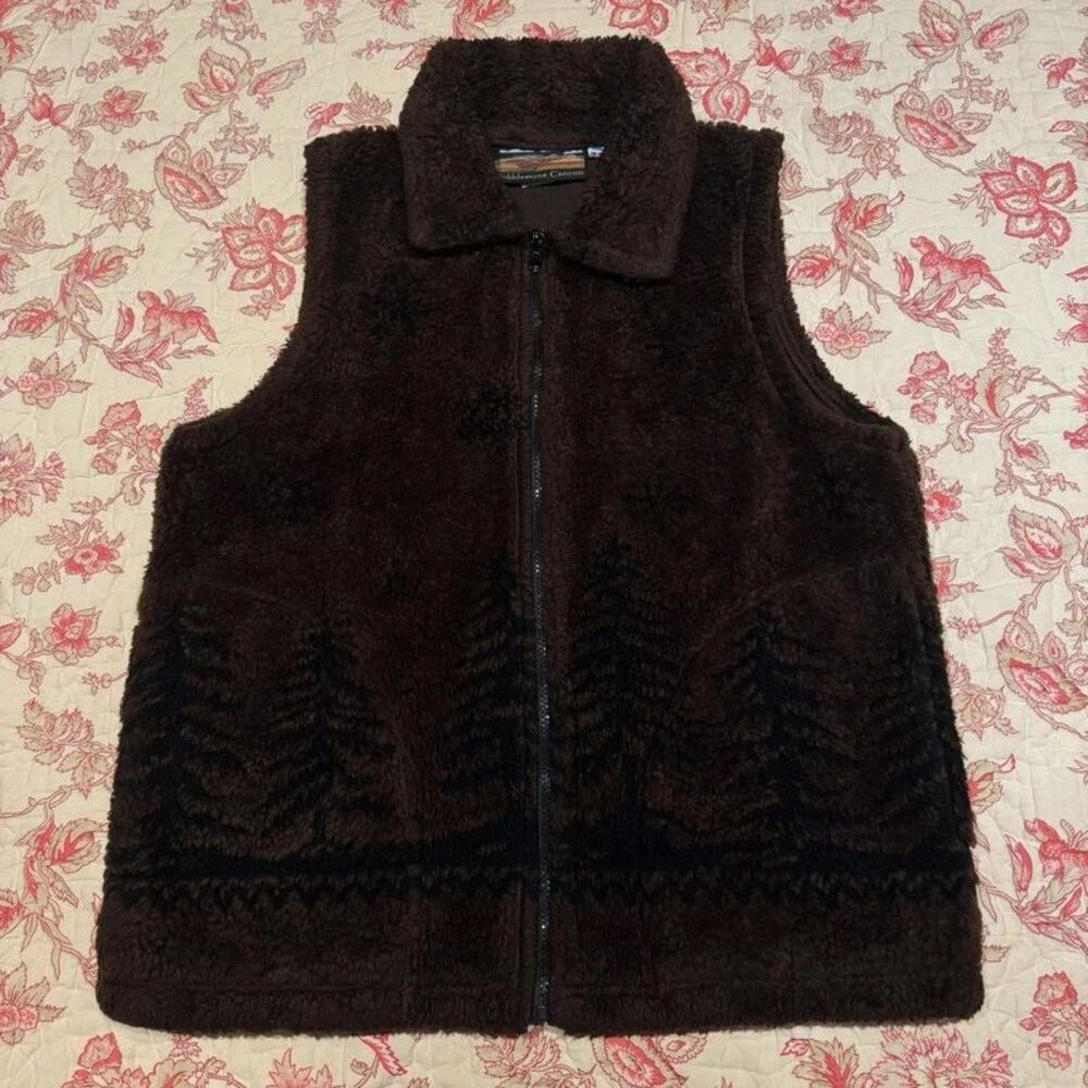 Vintage 90s Brown Outdoors Alpine Gorpcore full zip Sherpa Vest flawless